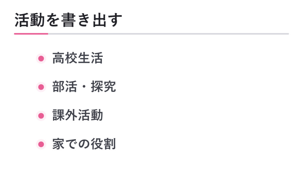 高校生活・部活・探究・課外活動を書き出す 図解