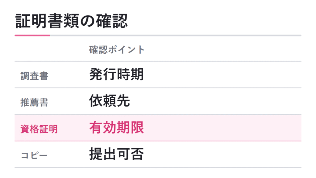 調査書・推薦書・資格証明書の確認ポイント 図解