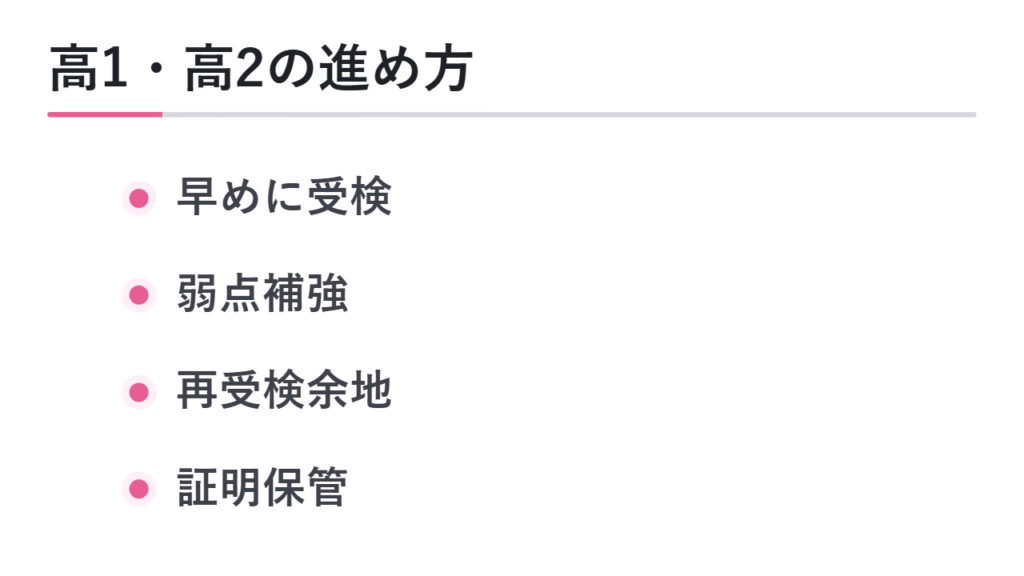 高1・高2で取っておく場合の進め方 図解